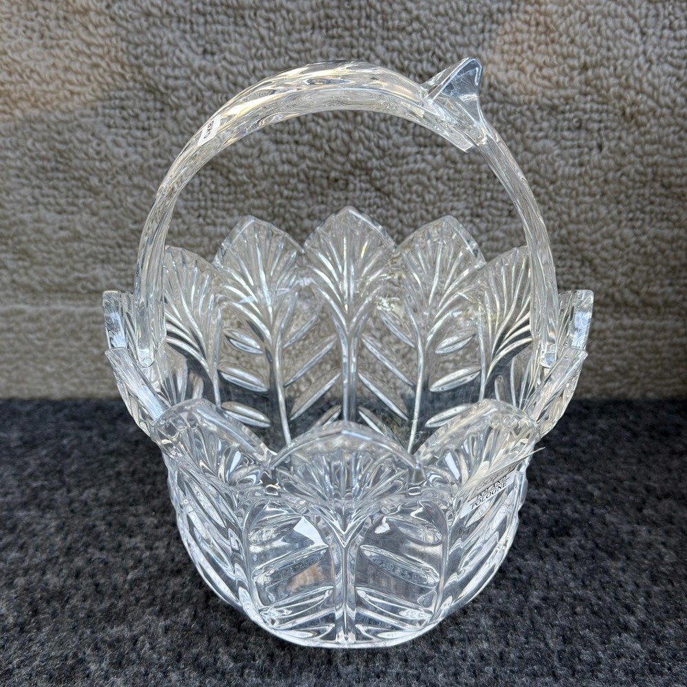 Fifth Avenue Crystal Portico 8" Basket 24% Lead Crystal Poland Original Box Vtg